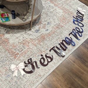 Decorative Wall Sign “She’s Tying the Knot with Bows and Cake Topper. NIP